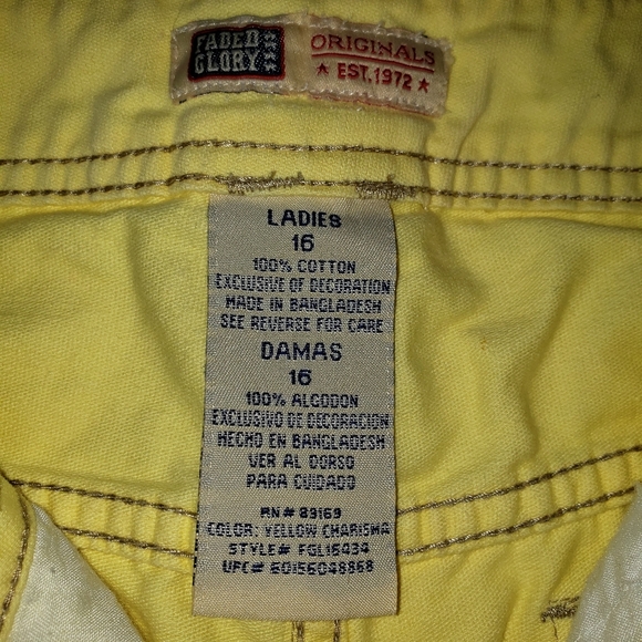 Faded Glory 16 pale yellow cotton capri - Picture 7 of 14
